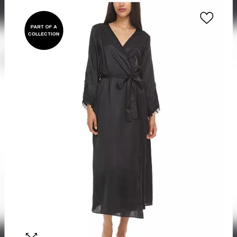 Flora Nikrooz Stella Black Satin Robe size XL